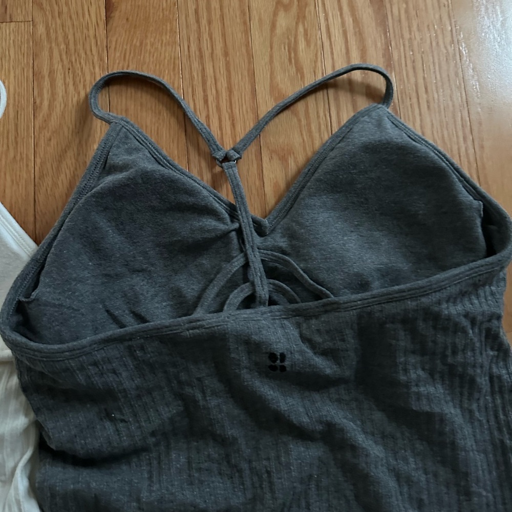 Sweaty Betty Gray + beige Padded Strappy Back Camisole tank top L - Picture 3 of 4